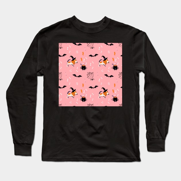 Cute print with a puppy in a witch costume Long Sleeve T-Shirt by DanielK